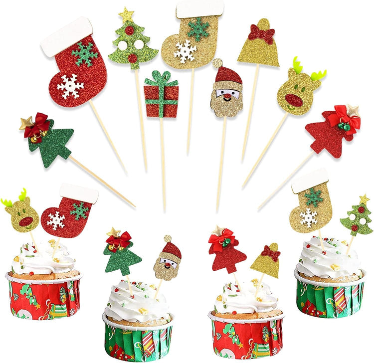 18Pcs Christmas Cake Toppers (8 Count)