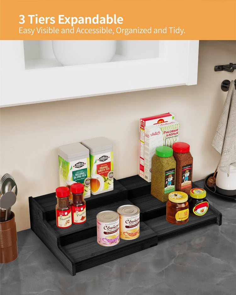 Spice Rack 3 Tier Natural Bamboo (2 Count)
