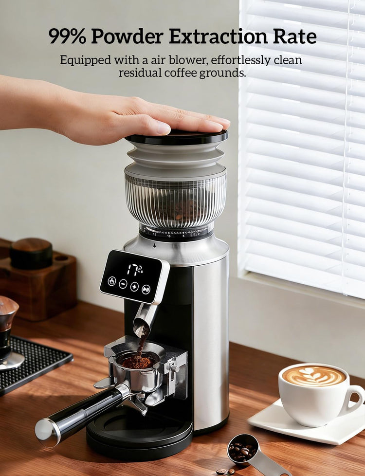 Stainless Steel Espresso Grinder with Portafilter Holder