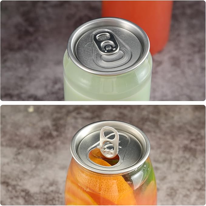 16.9OZ(500ml) Disposable Juice Bottles 100 Pack - Plastic Sealable Can Cups with Lids for Boba, Smoothie, Drinking, Clear Beverage Container with Easy Open Lids