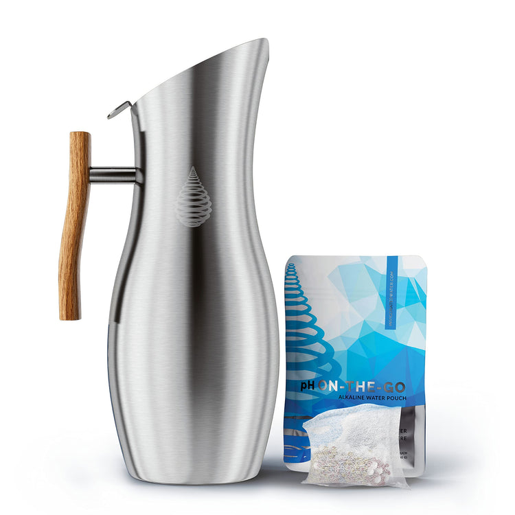 pH Vitality Alkaline Water Filter Pitcher for Drinking Water Stainless Steel