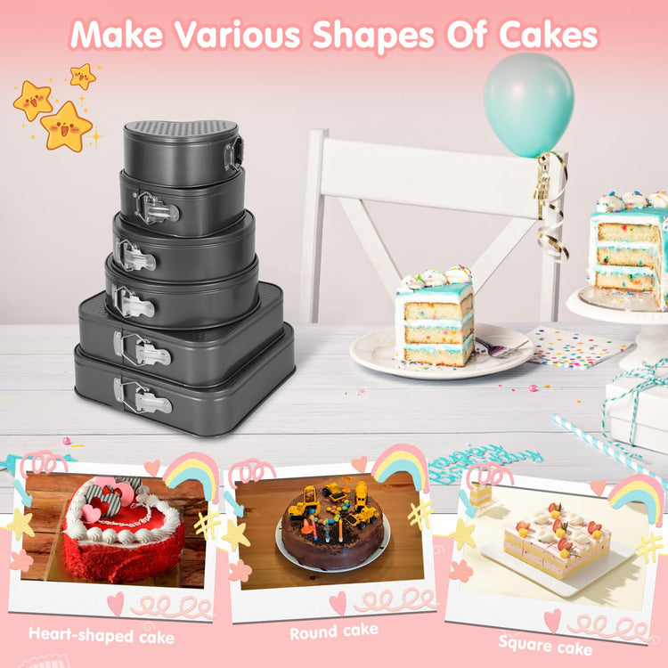 6Pcs Springform Cake Pan Set Of 7 7.8 8.6 9 10 11inch Moldes Para Pasteles Non (6 Count)