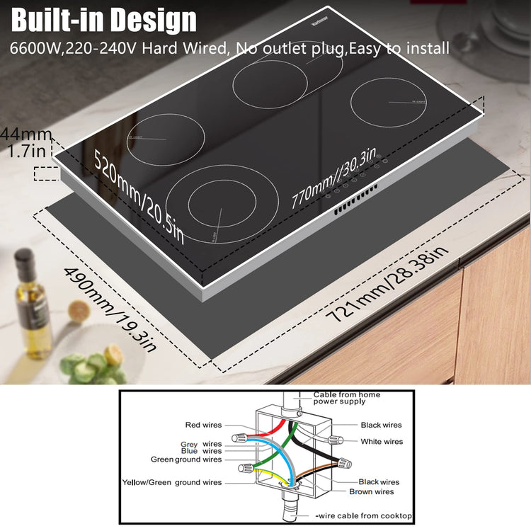 30 Inch Electric Cooktop 4 Burners