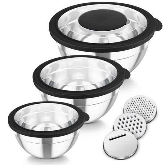 Mixing Bowls 3PCS Stainless Steel Serving Salad Bowls (3 Count)