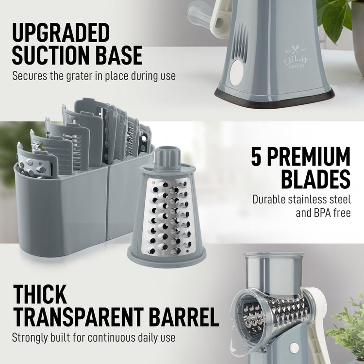 Rotary Cheese Grater 5 Blade Cheese Shredder