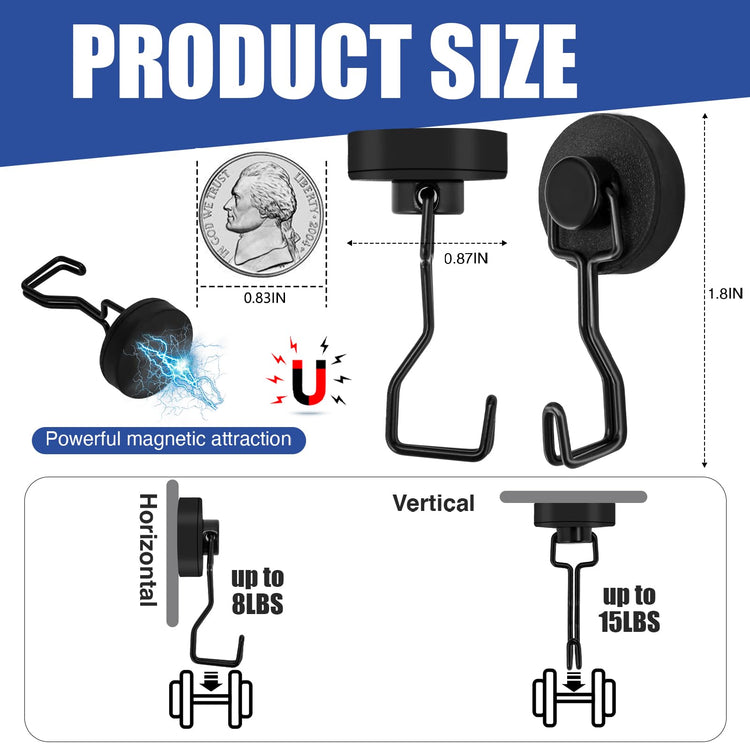 Heavy Duty Magnetic Hooks for Grill (12 Count)