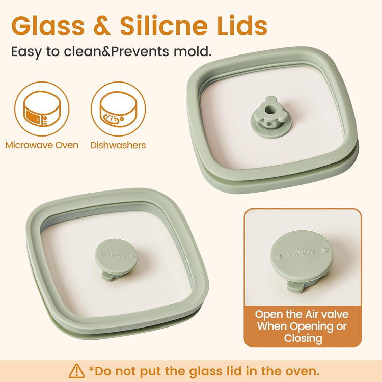 Square Glass Food Storage Jars with Lids[Set of 5], Perfect for Pasta, Cookies, Nuts, Coffee, Cereal, Flour,Organize Your Kitchen with these BPA-Free Glass Jars with Silicone Lids
