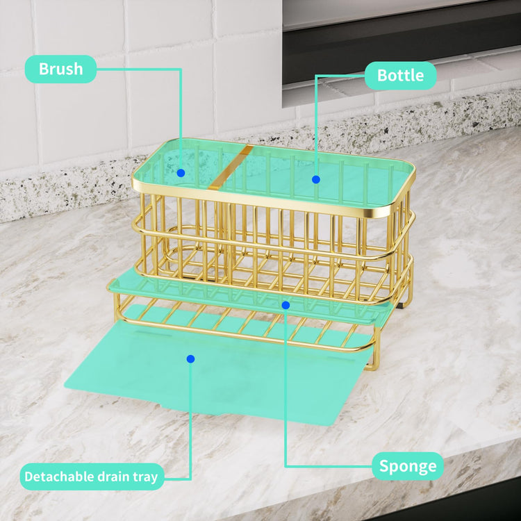 Multifunctional Kitchen Sink Organizer with Removable Drain Tray