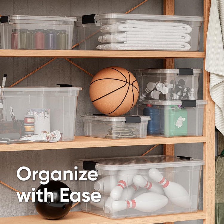 4.5 Quart Clear Plastic Storage Containers with Lids (4 Count)