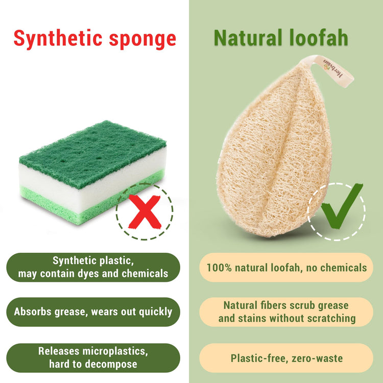Natural Loofah Kitchen Scrubbing Pads (4 Count)