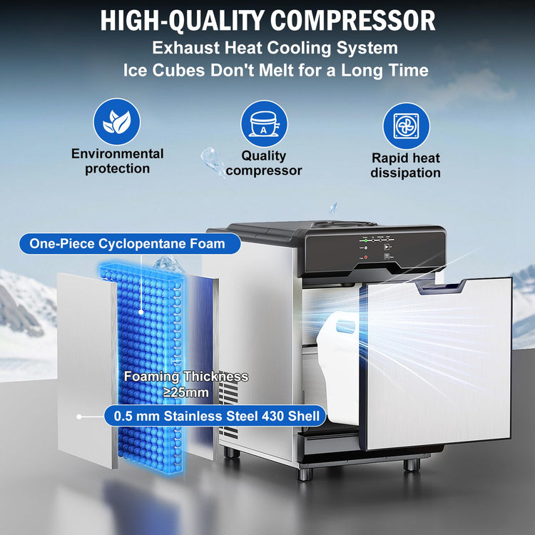 70 lbs Nugget Ice Maker Countertop Portable Dual Water Self