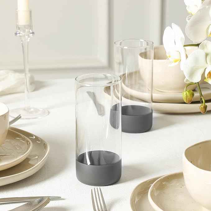 Stone Lain Mirella 16-Piece Dinnerware Set Stoneware, Borosilicate Glass, Beige