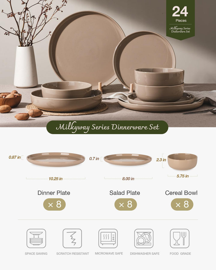 Milkyway 24 Piece Stoneware Dinnerware Set (24 Count)