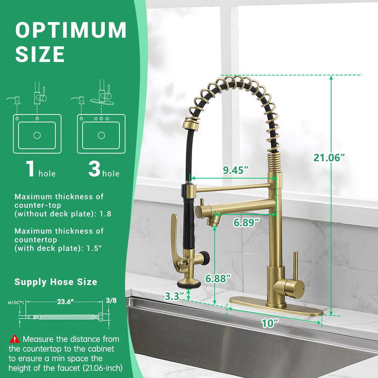 Commercial Kitchen Sink Faucet with Pull Down Sprayer Brushed Gold