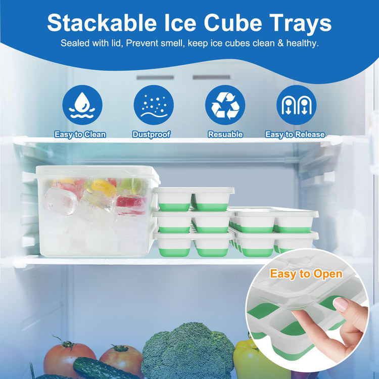 Ice Cube Trays with Lids for Freezer (5 Count)