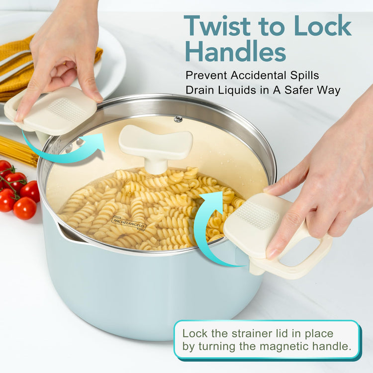 6 Qt Ceramic Nonstick Pasta Pot with Strainer Lid