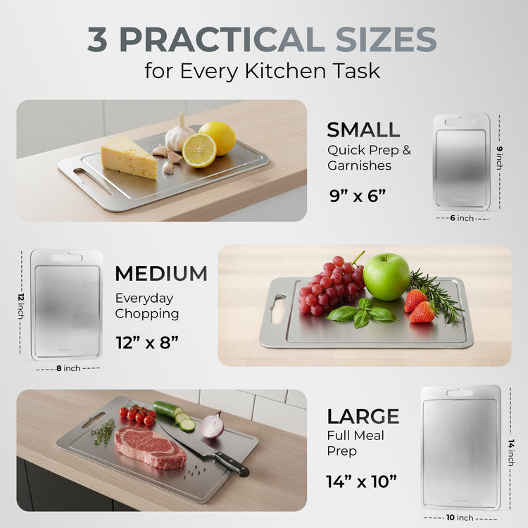 Stainless Steel Cutting Boards For Kitchen (3 Count)