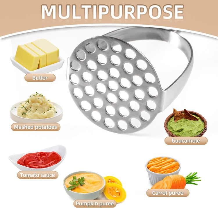 Potato Masher Stainless Steel,14Inch Long handle Potato Smasher, Mashed Potatoes Masher Kitchen Tool for Avocado,Potatoes, Beans, Vegetables, Large Heavy Duty Metal Mashing Utensil