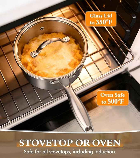 Stainless Steel Saucepan Set with Lids 1.5QT & 2.2QT, Tri-Ply Stainless Steel Sauce Pot Set, Induction Saucepans, 4 Pcs Nonstick Saucepans Cookware Set, Dishwasher Safe