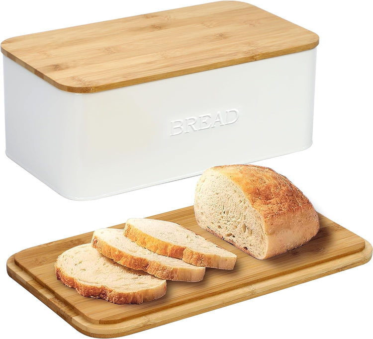 White Bread Box for Kitchen Countertop