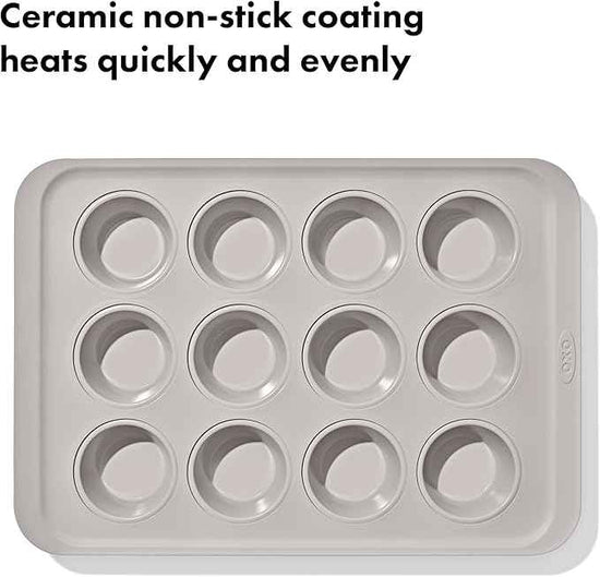 OXO Good Grips Non-Stick Pro Ceramic Coated Metal Bakeware 12 Cup Muffin Pan – Storm Blue