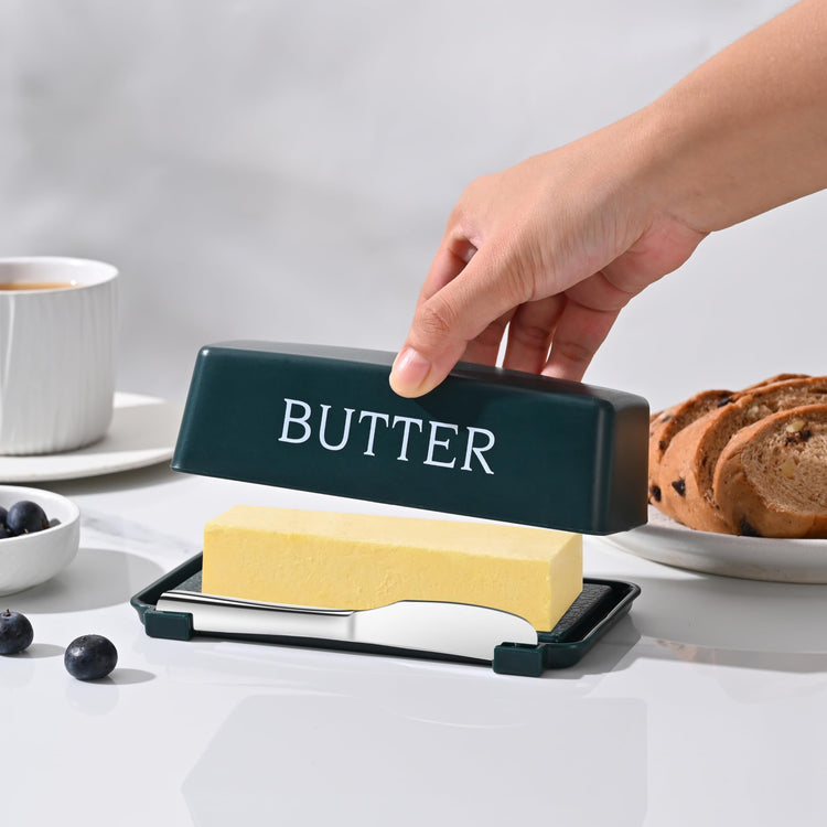 Butter Tray With Lid And Stainless Steel Knife
