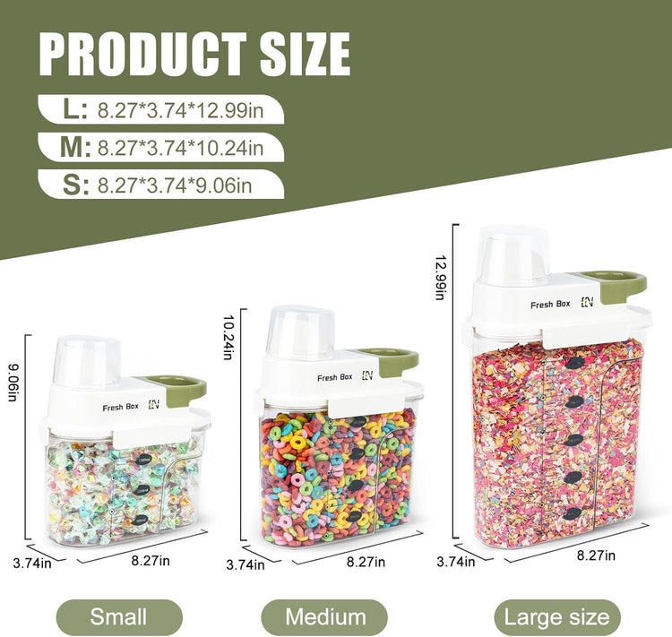Cereal Storage Container 2Pack,61oz/1.8L Airtight Food Storage Containers With Lids,Organizers Storage With Measuring Cup for Beans,Sugar,Rice,Nuts,Snacks,Pet Food,Candy
