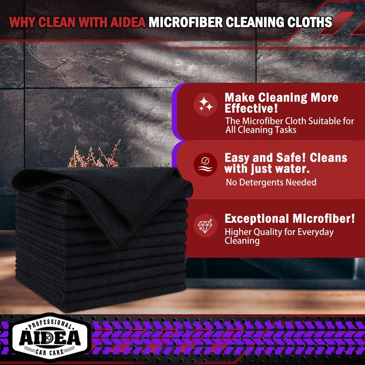 Microfiber Cleaning Cloth Black 50PK (50 Count)