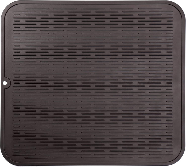 Silicone Dish Drying Mat for Multiple Usage,Easy clean,Eco-friendly,Heat-resistant Silicone Mat for Kitchen Counter or Sink,Refrigerator or Drawer Liner Coffee 2XL 24 inches x 18 inches