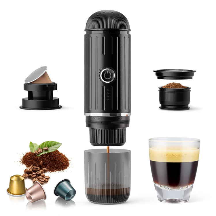 Portable Electric Espresso Coffee Maker for Ground Coffee & NS Capsule Fast Self