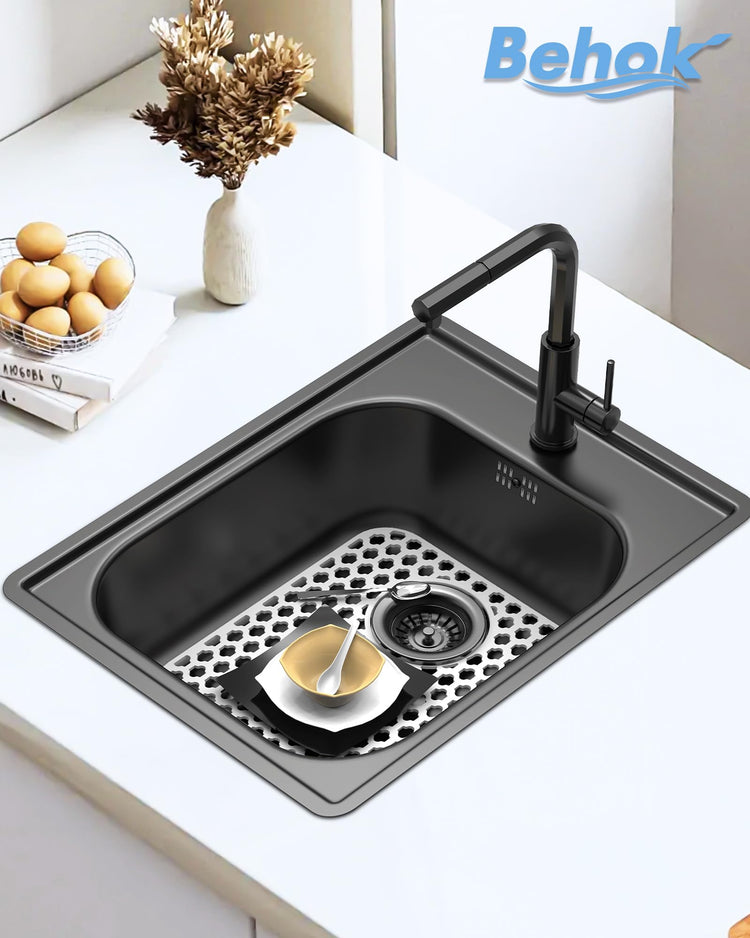 2 Pack Silicone Sink Protector Mat for Kitchen Sink Rear Drian White