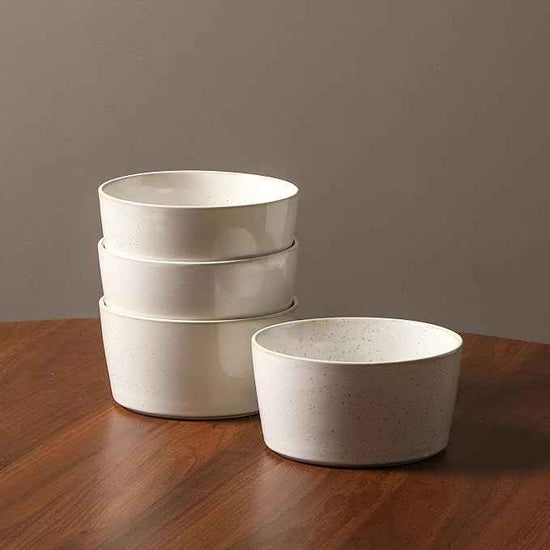 Stone Lain Cairo 24-Piece Dinnerware Set Stoneware, Plates and Bowls Set, Microwave and Dishwasher Safe, Includes Dinner and Salad Plates, Cereal Bowls, Dish for 8, White Speckled