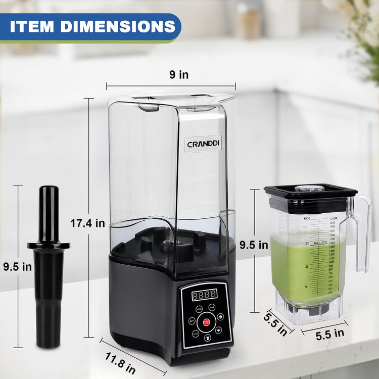 Smart Commercial Blender Digital Touch Screen with Removable Cover