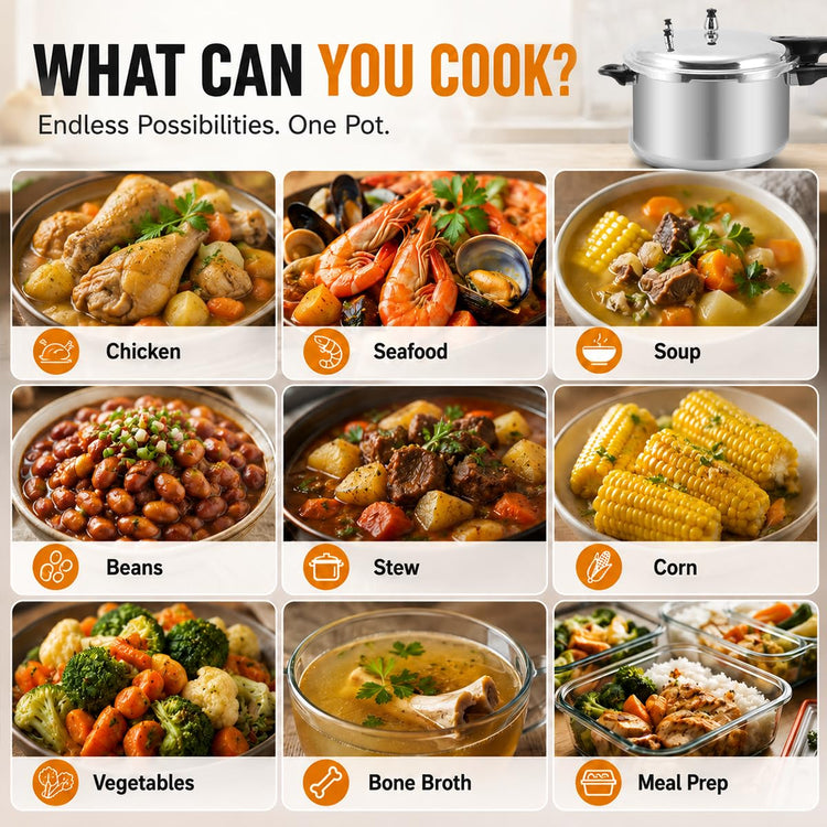12 Quart Aluminum Pressure Cooker with Steaming Rack