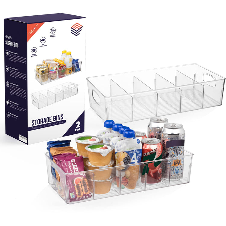 Pantry Storage Bins with Removable Dividers (2 Count)