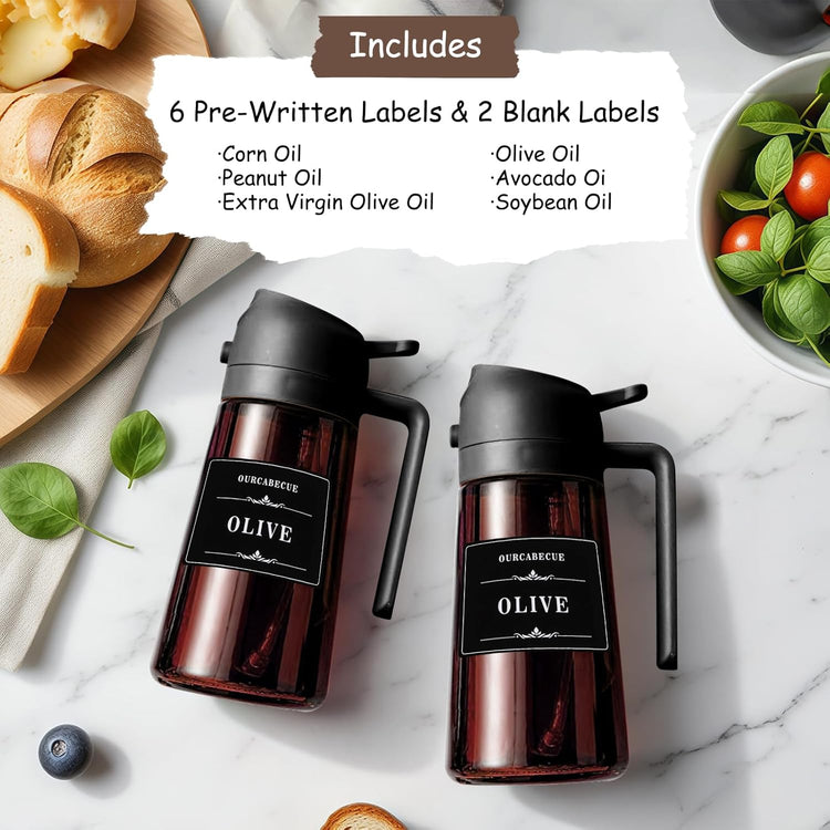 16oz Oil Dispenser Bottle for Kitchen - 2 in 1 Olive Oil Dispenser and Oil Sprayer - 470ml Olive Oil Bottle - Oil Sprayer for Cooking, Kitchen, Salad, Barbecue Black (Wine red with black lid)