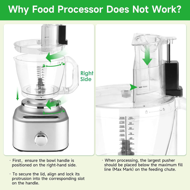 Homtone 16 Cup Food Processor Large, Aluminum-Diecast 11-In-1Food Processor with Whisk, 5 Preset Modes& Stepless Speed Control, 8 Blades for Shred, Slice, Chop, Knead, Dice, Fries Cut, 650W, Sliver