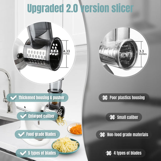 Stainless Steel Slicer Shredder Attachments for KitchenAid Stand Mixers (5 Count)