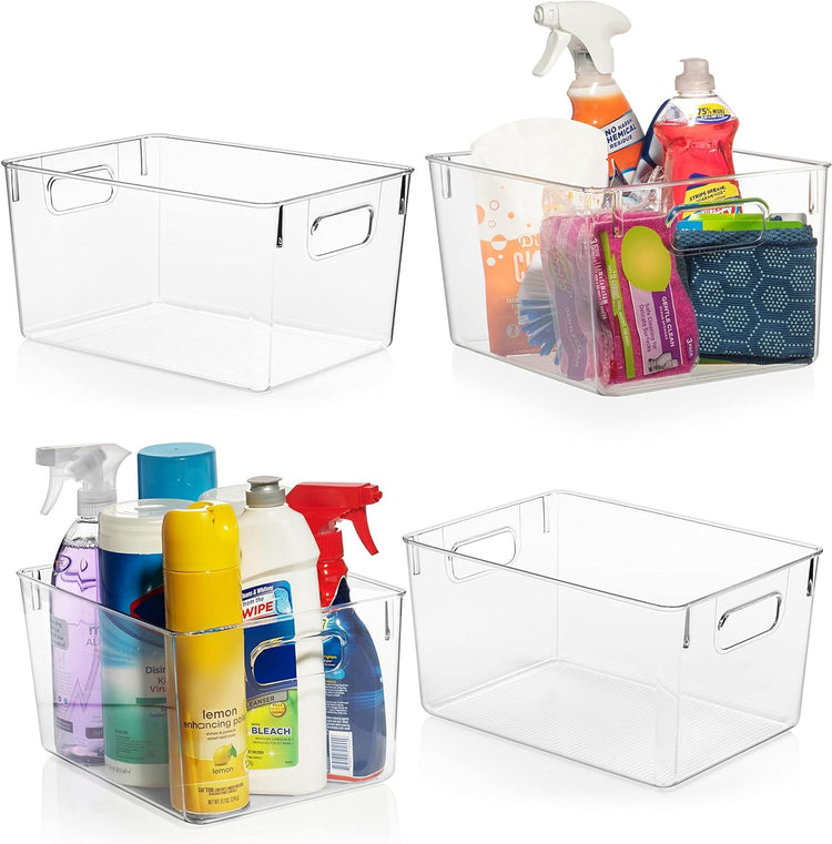 Clear Plastic Storage Bins (4 Count)