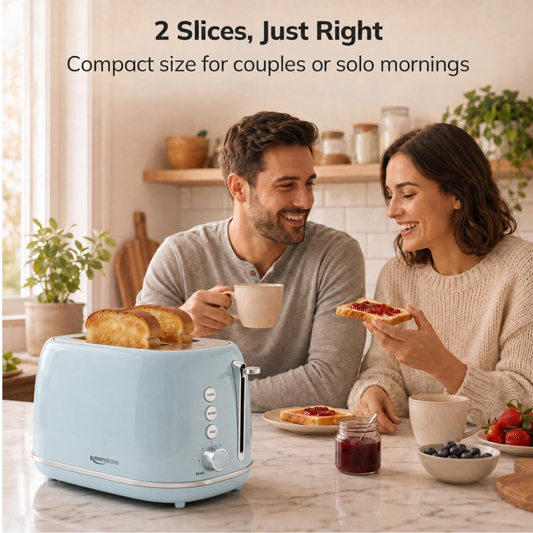 Retro 2 Slice Stainless Steel Toaster with 6 Bread Shade Settings