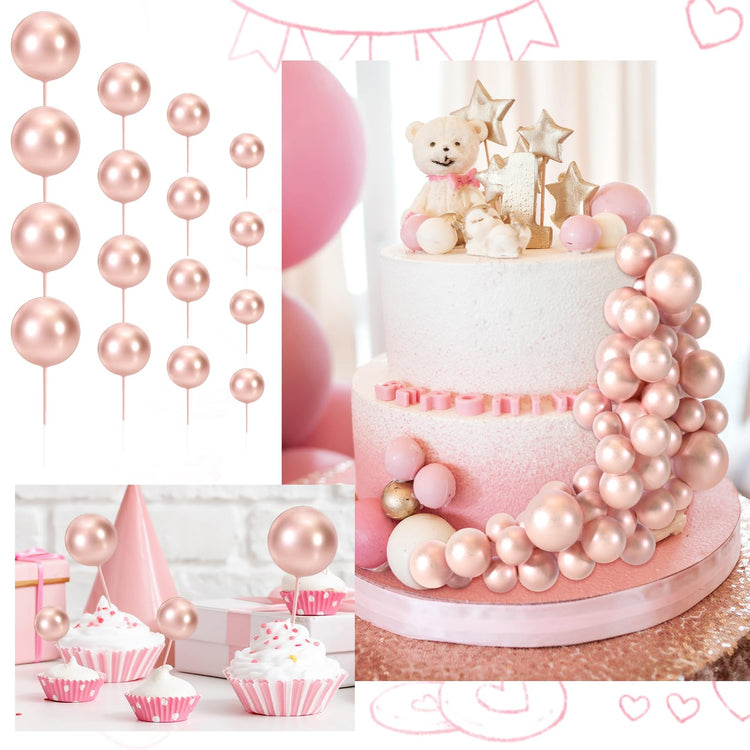 48 Pcs Balls Cake Topper Decorations Balloon Cupcake Toppers Foam Cake Topper Balls Cake Balls Decorations for Birthday Party Wedding Anniversary Cake Decorating (48 Count)