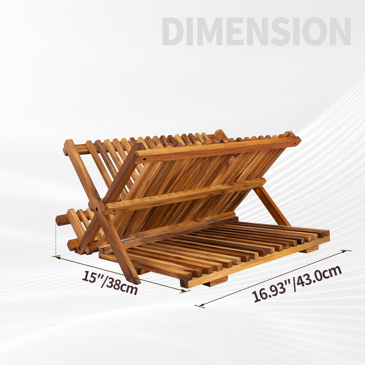Teak Dish Drying Rack Collapsible