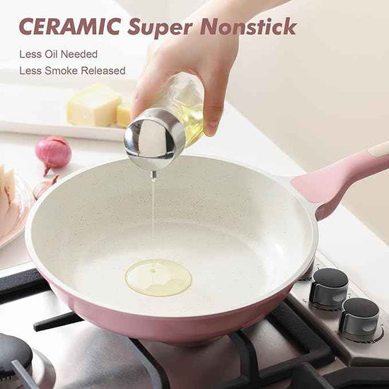 SENSARTE Nonstick Ceramic Cookware Set Large 13-Piece, Healthy Pots and Pans Set Dishwasher Safe, Non-toxic Kitchen Cooking Set with Stay-Cool Handles, Induction Compatible, PFAS Free, Pink
