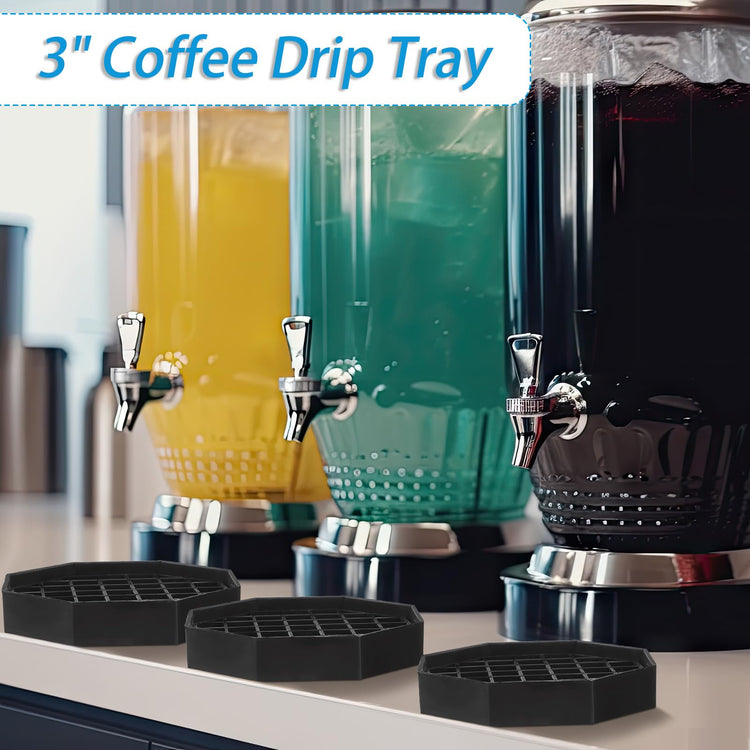 4 Pcs 4 Inch Coffee Drip Tray Black Plastic Octagon Coffee Countertop Drip Coaster with Honeycomb Grid for Drink Tea Wine Beverage Dispenser (4 Count)