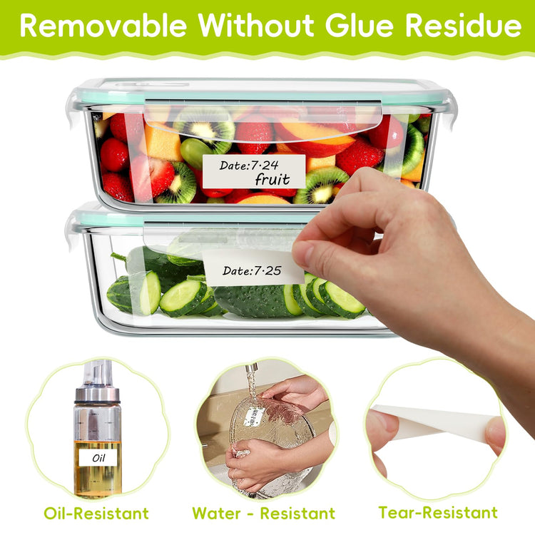 1200 Blank Removable Freezer Labels with Perforation Line for Easy Distribution and Use. Waterproof and Oil (1200 Count)