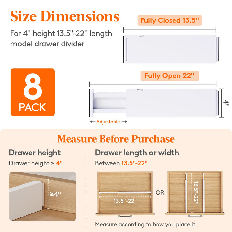 4" High Upgrade Drawer Divider (8 Count)