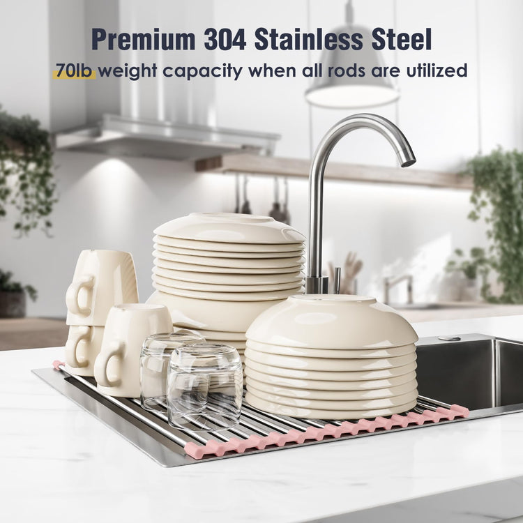 Roll Up Dish Drying Rack Over Sink