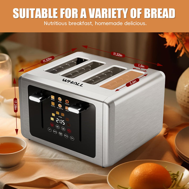 Whall 4 Slice Smart Toaster with Touchscreen & Extra
