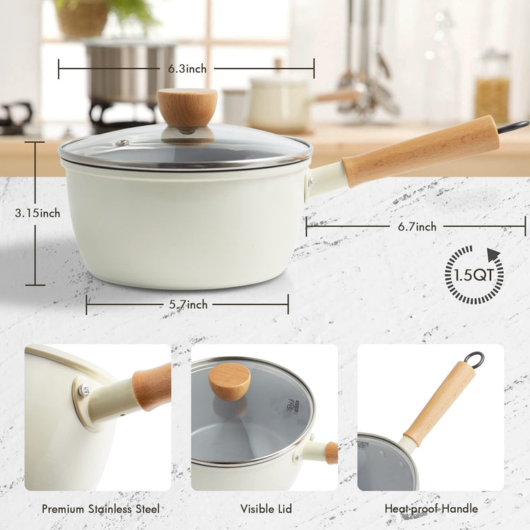 Ceramic Nonstick Sauce Pan with Lid
