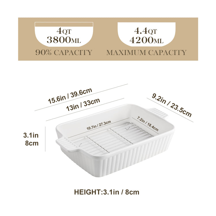 4.4 QT Baking Dishes with Rack